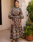 Alemais Maroc Midi Dress worn by model in natural setting LUXAMORE