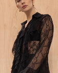 Charli - Lily Lace Shirt - Black Sustainable LUXAMORE