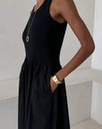 Charli - Mel Cotton Dress - Black Sustainable LUXAMORE