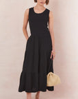 Charli - Mel Cotton Dress - Black Sustainable LUXAMORE