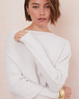 Alemais Sustainable Florence-Shirt close up worn by model LUXAMORE