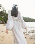 Woman Wearing Estilo Emporio El Manto Stripe Dress + Duster - Dress LUXAMORE
