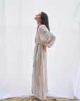 Woman Wearing Estilo Emporio El Manto Stripe Dress + Duster - Dress LUXAMORE