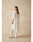Woman Wearing Estilo Emporio La Cota Cover Up Linen Dress - Dress LUXAMORE