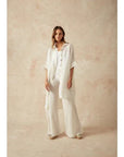 Woman Wearing Estilo Emporio La Cota Cover Up Linen Dress - Dress LUXAMORE