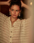 Estilo Emporio La Cota Cover Up Linen Dress worn by model in natural setting LUXAMORE