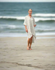 Woman Wearing Estilo Emporio La Cota Cover Up Linen Dress Lyla - Dress LUXAMORE