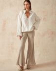 Woman Wearing Estilo Emporio Novo Flare Pant - Brasile Natural - Pants LUXAMORE
