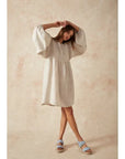 Woman Wearing Estilo Emporio Stella Linen Dress - Lyla - Dress LUXAMORE