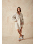 Woman Wearing Estilo Emporio Stella Linen Dress - Lyla - Dress LUXAMORE
