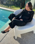Woman Wearing Estilo Emporio Stevie Top - Black - Tops LUXAMORE