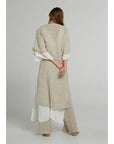 Estilo Emporio Tie Kimono - Scorpione Natural worn by model in natural setting LUXAMORE