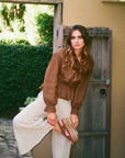 Woman Wearing Estilo Emporio Tome Blouse - Tobacco - Tops LUXAMORE