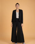 Italian Linen Wide Leg Pants Black - Made in Italy LUXAMORE