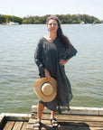 La Bottega di Brunella Linen Dress Fausta Garzata - Lava LUXAMORE