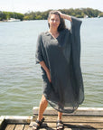 La Bottega di Brunella Linen Dress Fausta Garzata - Lava LUXAMORE