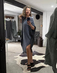 La Bottega di Brunella Linen Dress VESTITO FAUSTA - Campagna Luxor LUXAMORE