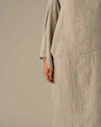 Woman Wearing La Bottega di Brunella Linen Dress VESTITO MOSE' - Battista linen dress LUXAMORE