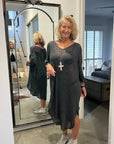 La Bottega di Brunella Linen Dress Vestito Fausta Campagna - Lava LUXAMORE