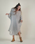 Woman Wearing La Bottega di Brunella Linen Dress Vestito Fausta Campagna - Natural - Dress LUXAMORE