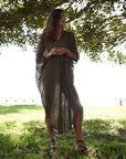 La Bottega di Brunella Linen Dress Vestito Fausta Garzata - Fossil LUXAMORE