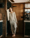 Woman Wearing La Bottega di Brunella Linen Pants - Fossil - Pants LUXAMORE