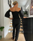 La Bottega di Brunella Pantalone Agathos Linen Pants Black Reduced impact LUXAMORE