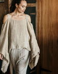 La Bottega di Brunella Pantalone Agathos Linen Pants - Fossil LUXAMORE