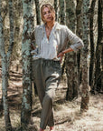 La Bottega di Brunella Pantalone Agathos Linen Pants - Fossil LUXAMORE