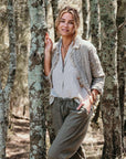 La Bottega di Brunella Pantalone Agathos Linen Pants - Fossil LUXAMORE