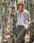 La Bottega di Brunella Pantalone Agathos Linen Pants - Fossil LUXAMORE