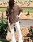 Woman Wearing La Bottega di Brunella Top Maglia Bonta - Campagna Chocolate - Tops LUXAMORE