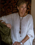 Woman Wearing La Bottega di Brunella Top Maglia Bonta - Campagna Latte - Tops LUXAMORE