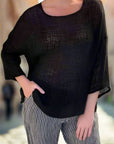 Woman Wearing La Bottega di Brunella Top Maglia Europa - Campagna Black - Tops LUXAMORE
