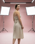 Linen Dress Cross Tie Made in Italy beige LUXAMORE