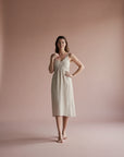 Linen Dress Cross Tie Made in Italy beige LUXAMORE