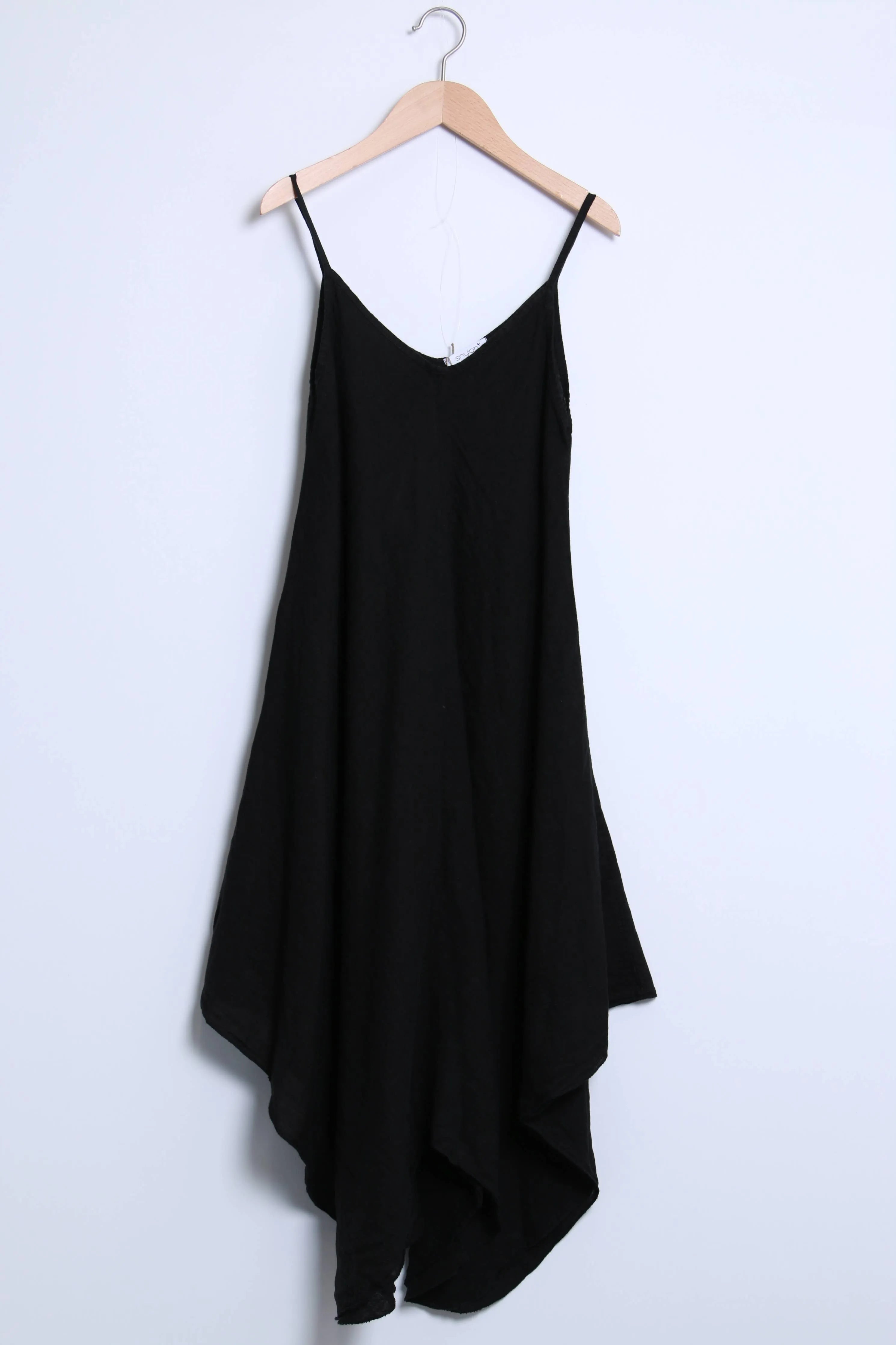 Linen Dress Flowy Maxi Made in Italy - Black - One size