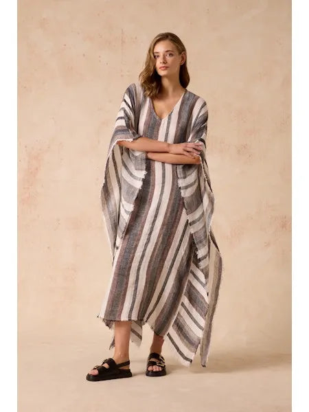 Estilo Emporio Polla Maxi Kaftan Dark Chocolate Stripe