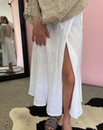 Linen Wrap Skirt With Pockets Made in Italy White LUXAMORE