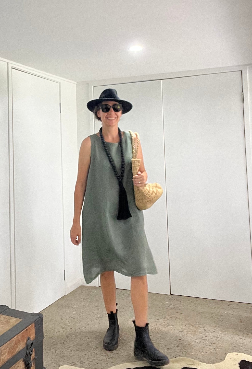 Made in Italy Dress Italian Linen - Olive