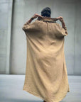Linen Dress Oversize Maxi Kaftan Made in Italy Caramel LUXAMORE