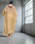 Linen Dress Oversize Maxi Kaftan Made in Italy Caramel LUXAMORE