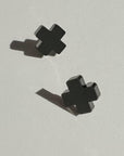 Mingled Black Cross Stud Earrings - Small Cross Earrings, Minimalist LUXAMORE