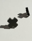 Mingled Black Cross Stud Earrings - Small Cross Earrings, Minimalist LUXAMORE