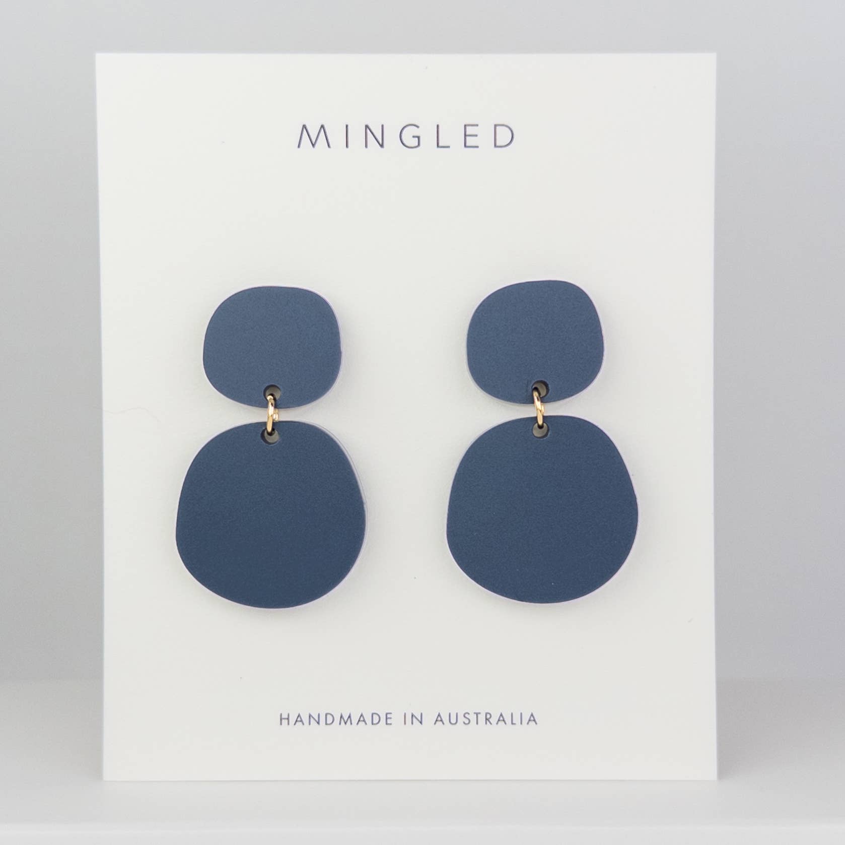 Mingled Boulder Statement Dangle Earrings - Dark Blue