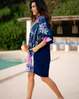 Miss Goodlife Freedom Shirt Dress Made in Italy worn by model in natural setting LUXAMORE