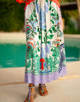 Miss Goodlife Green Garden Skirt Made in Italy worn by model in natural setting LUXAMORE