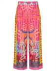 Wide-leg 7/8 trousers: Miss Goodlife Pants Sunset Dream in an all-over multicolor print with a wide waistband. LUXAMORE