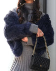 Mode & Affaire Cascade Fur Coat In Ink LUXAMORE