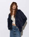 Mode & Affaire Cascade Fur Coat In Ink LUXAMORE